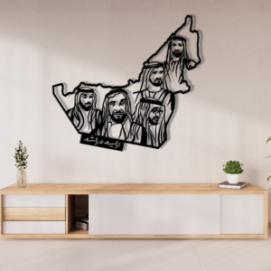 UAE Map Wall Art with Iconic Leaders.