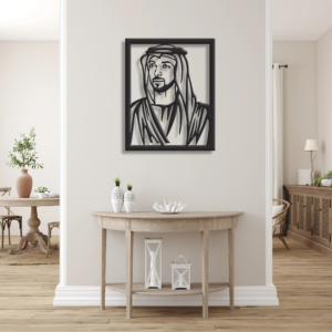 Sheikh Mansour bin Zayed Al Nahyan metal wall art UAE leadership portrait décor